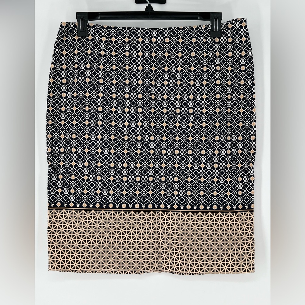 CHARTER CLUB BLACK GOLD COTTON SPANDEX BLEND PENCIL SKIRT, LEFT‎ SIDE ZIPPER